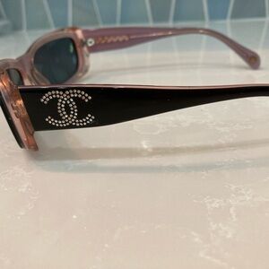 Chanel pink black sunglasses